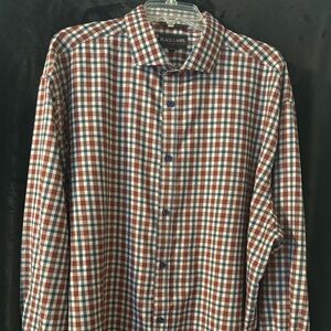 Men’s Big and Tall Black Label Red and Blue Casual Button Down Shirt